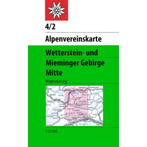 DAV Alpenvereinskarte 04/2 Wetterstein Mieminger Gebirge Mitte 1 : 25 000 Wegmarkierungen