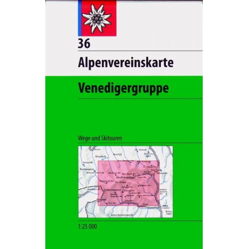 DAV Alpenvereinskarte 36 Venedigergruppe 1 : 25 000 Wegmarkierungen / Skirouten