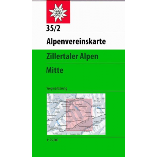 DAV Alpenvereinskarte 35/2 Zillertaler Alpen Mitte 1 : 25 000