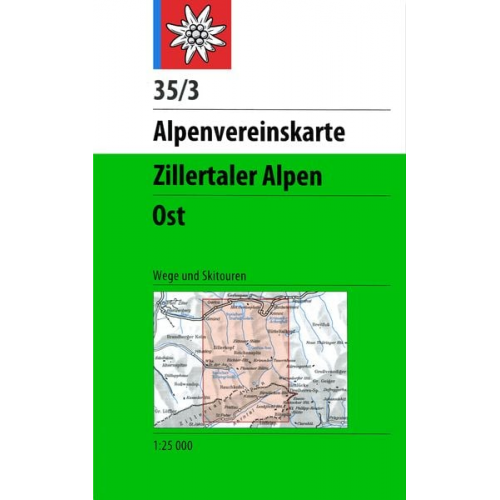 DAV Alpenvereinskarte 35/3 Zillertaler Alpen Ost 1 : 25 000 Wegmarkierung