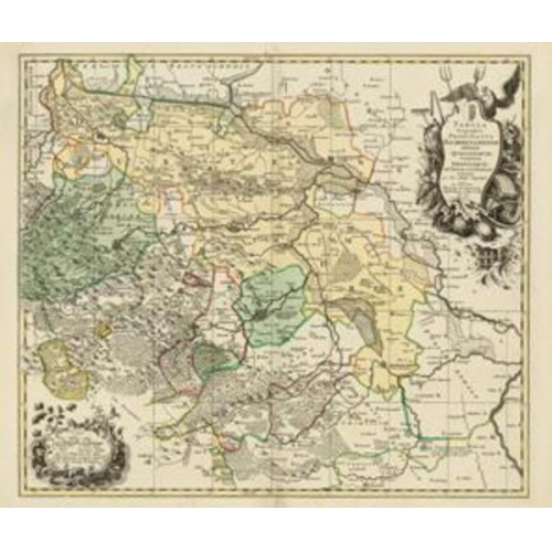 Peter (der Jüngere) Schenk - Historische Karte: Fürstentum Halberstadt mit der Abtei Quedlinburg und der Grafschaft Werningerode und der Harz 1760 (Plano)