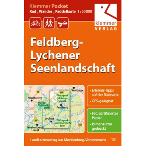 Christian Kuhlmann Thomas Wachter Klaus Klemmer - Klemmer Pocket Rad-, Wander- und Paddelkarte Feldberg - Lychener Seenlandschaft 1 : 50 000