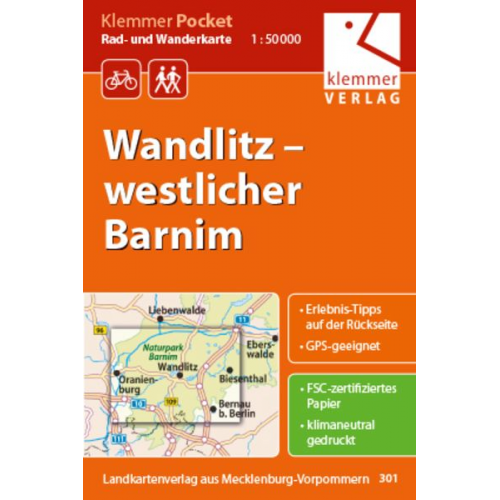 Klemmer Pocket Rad- und Wanderkarte Wandlitz - westlicher Barnim 1 : 50 000