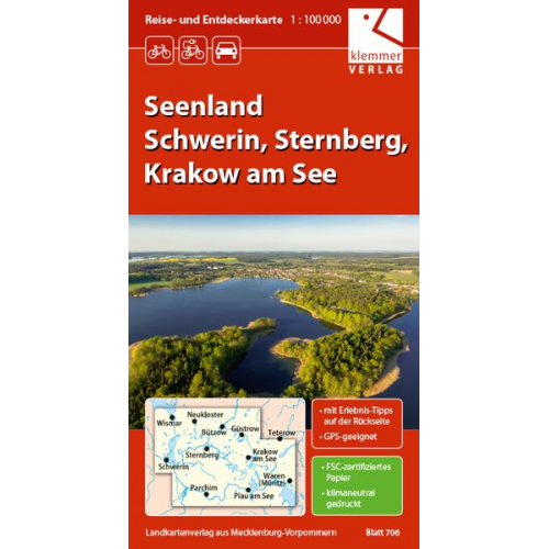 Reise- und Entdeckerkarte Seenland Schwerin, Sternberg, Krakow am See