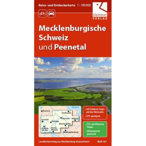 Reise- und Entdeckerkarte Mecklenburgische Schweiz und Peenetal 1 : 100 000