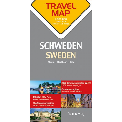 KUNTH TRAVELMAP Schweden 1:800.000