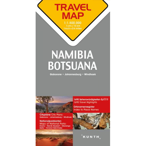 KUNTH TRAVELMAP Namibia, Botsuana 1:1.500.000