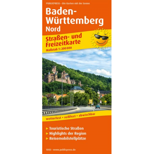 Baden-Württemberg-Nord. Straßen- und Freizeitkarte 1 : 200 000