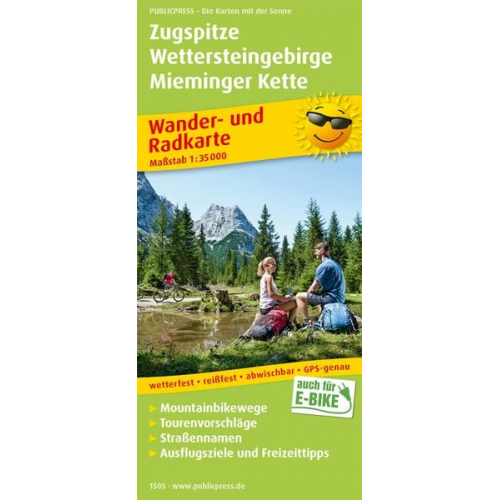 Zugspitze - Wettersteingebirge - Mieminger Kette. Wander- und Radkarte 1 : 35 000