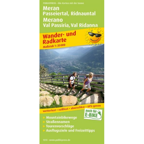 Meran, Passeiertal, Ridnauntal / Merano, Val Passiria, Val Ridanna Wander- und Radkarte 1 : 35 000