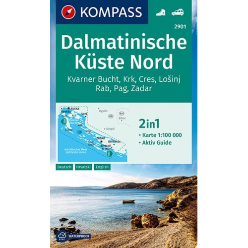 KOMPASS Wanderkarte 2901 Dalmatinische Küste Nord 1:100.000