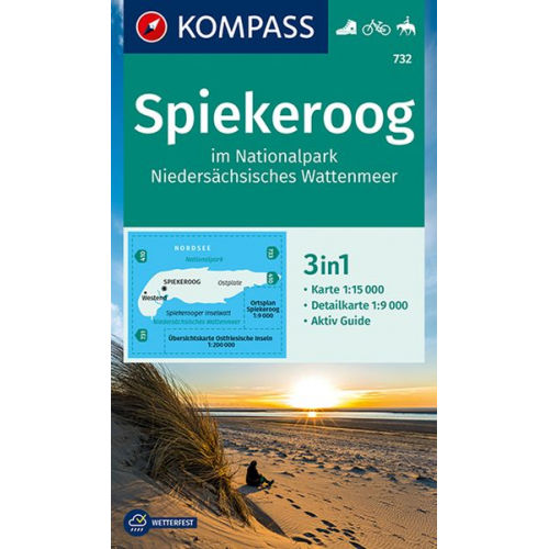 KOMPASS Wanderkarte 732 Spiekeroog im Nationalpark NIedersächsisches Wattenmeer 1:15.000