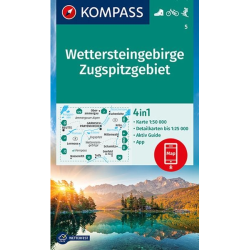 KOMPASS Wanderkarte 5 Wettersteingebirge, Zugspitzgebiet 1:50.000