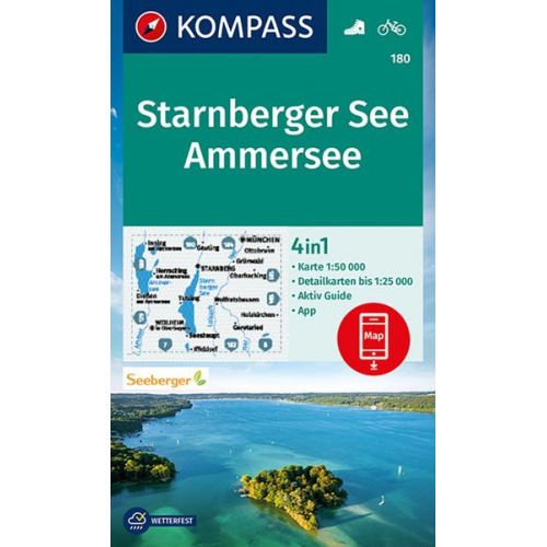 KOMPASS Wanderkarte 180 Starnberger See, Ammersee 1:50.000