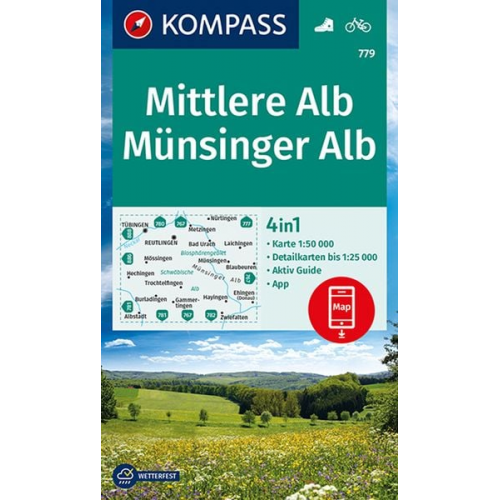 KOMPASS Wanderkarte 779 Mittlere Alb, Münsinger Alb 1:50.000