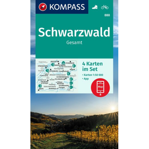 KOMPASS Wanderkarten-Set 888 Schwarzwald Gesamt (4 Karten) 1:50.000