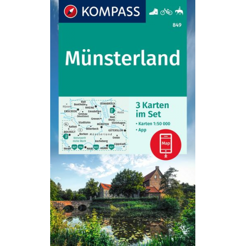 KOMPASS Wanderkarten-Set 849 Münsterland (3 Karten) 1:50.000