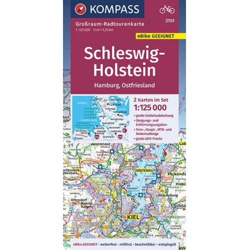 KOMPASS Großraum-Radtourenkarte 3701 Schleswig-Holstein, Ham