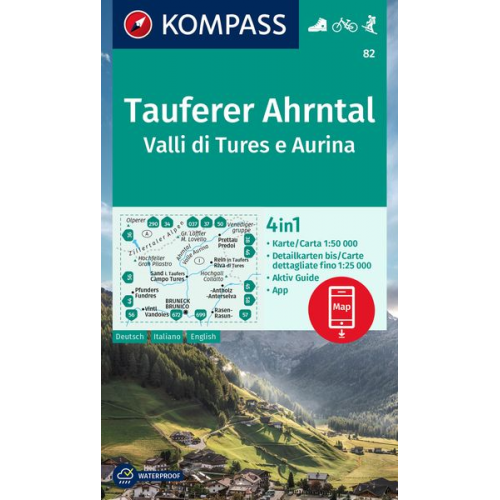 KOMPASS Wanderkarte 82 Tauferer Ahrntal, Valle di Tures e Au