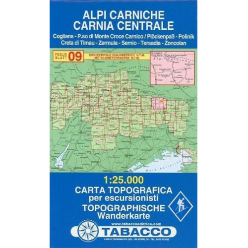 Tabacco Wandern 1 : 25 000 Alpi Carniche Carnia Centrale