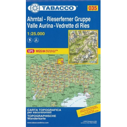 Tabacco Wandern Ahrntal - Riesenferner Gruppe 1:25 000