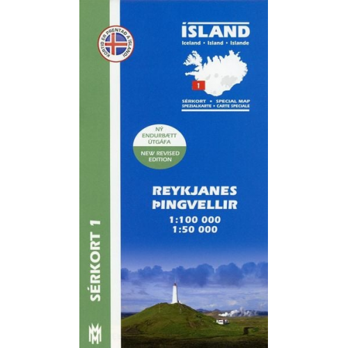 Island Serkort 01 Reykjanes - Pingvellir 1 : 100 000 / 1 : 50 000