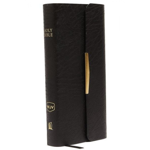 Thomas Nelson - NKJV, Checkbook Bible, Compact, Bonded Leather, Black, Wallet Style, Red Letter Edition