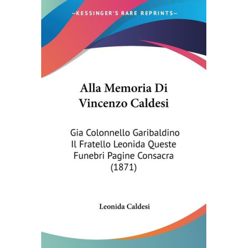 Leonida Caldesi - Alla Memoria Di Vincenzo Caldesi