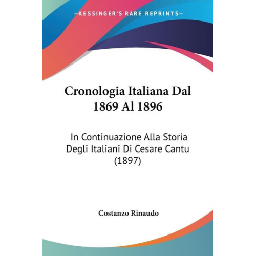 Costanzo Rinaudo - Cronologia Italiana Dal 1869 Al 1896