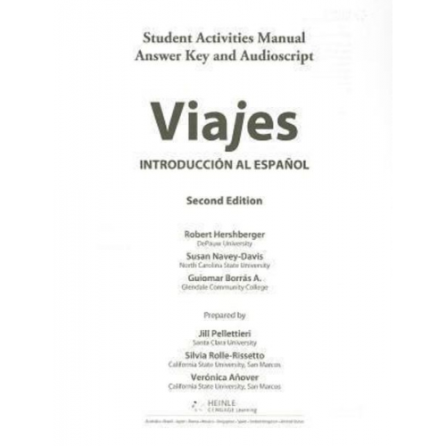 Robert Hershberger Susan Navey-Davis Guiomar Borrás Alvarez - Sam Answer Key and Audio Script for Hershberger/Navey-Davis/Borrás A.'s Viajes: Introduccion Al Espanol, 2nd