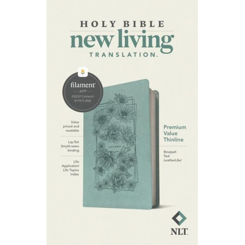 Tyndale (COR) - NLT Premium Value Thinline Bible, Filament Enabled (Leatherlike, Bouquet Teal)