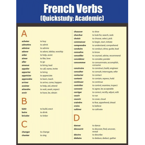 Quick Charts - French Verbs: Quick Study Academic