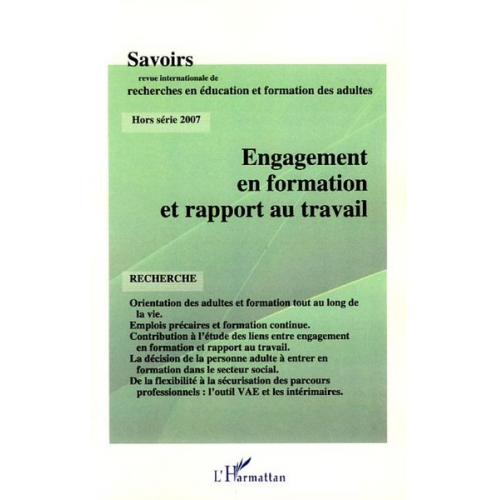 Gilles Pinte Magali Crochard Mireille Prestini-Christophe Coralie Perez Roseline Le Squere - Engagement en formation et rapport au travail