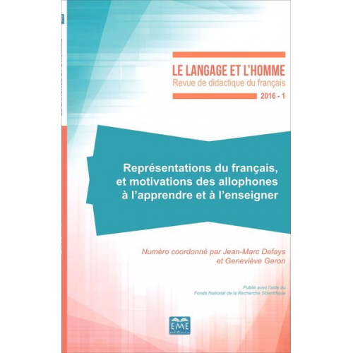 Jean-Marc Defays Geneviève Geron - Représentations du français et motivations des allophones à l'apprendre et à l'enseigner