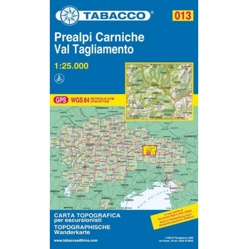 Tabacco Wandern 1 : 25 000 Prealpi Carniche / Val Tagliamento