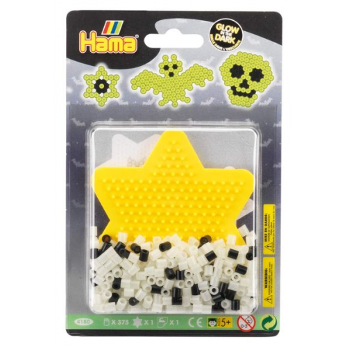 Hama 4180 - Bügelperlen inkl. Stern, Grusel/Glow in The Dark, Midi, 375 Stück