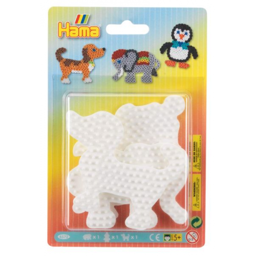 Hama 4572 - Stiftplatten 3er-Set, Elefant, Pinguin und Hund, Stiftplatten für Midi-Bügelperlen