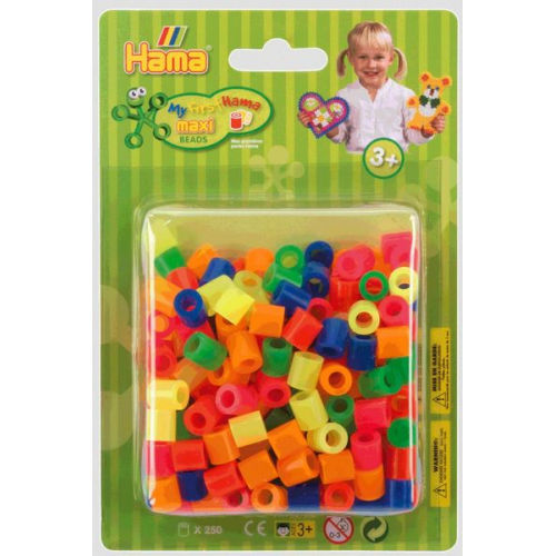 Hama 8522 - Perlen, Bügelperlen Maxi, 250 Stück, bunt, neonmix