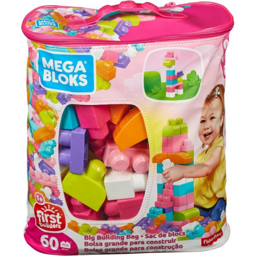 Mega Bloks - Bausteine-Beutel pink (60 Teile), Steck-Bausteine Kinder, Bauklötze