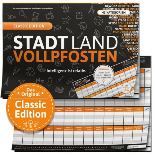 Denkriesen - Stadt Land Vollpfosten® Classic Edition – "Intelligenz ist relativ."