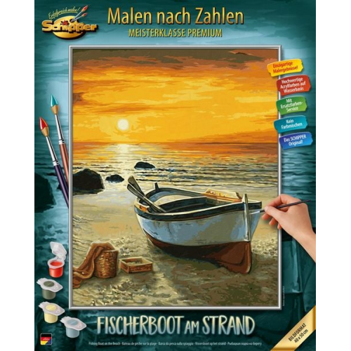 Schipper 609130885 - Malen nach Zahlen, Fischerboot am Strand, 40x50cm