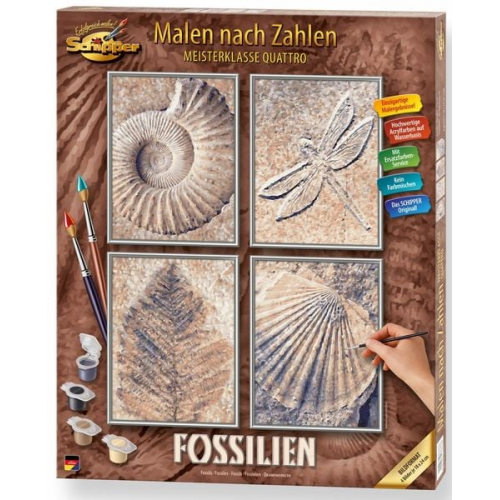 Schipper 609340876 - Malen nach Zahlen, Fossilien, 4 x 18x24cm