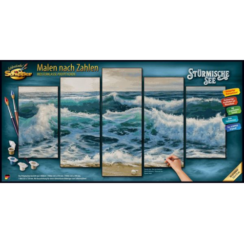 Schipper 609450865 - Malen nach Zahlen, Stürmische See, Polyptychon, 132 x 72 cm