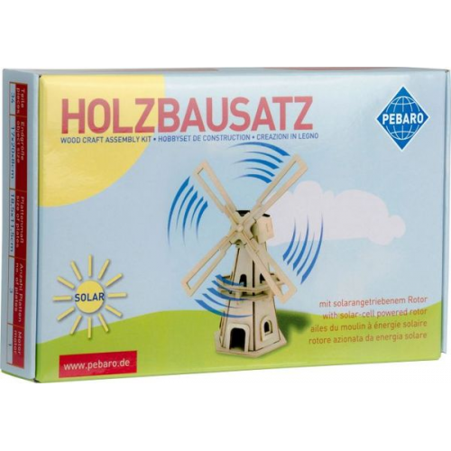 PEBARO 834/1 - Solar Holzbausatz Windmühle, Solar Holzkonstruktion mit 34 Teilen