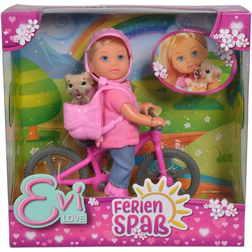 Simba 105733273 - Evi Love Holiday Bike, Puppe mit Fahrrad und Hund