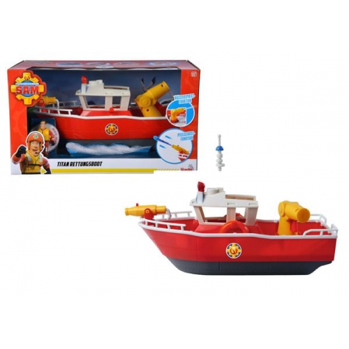 Simba 109252580 - Feuerwehrmann Sam, Titan Rettungsboot mit Figur, Länge: 32 cm