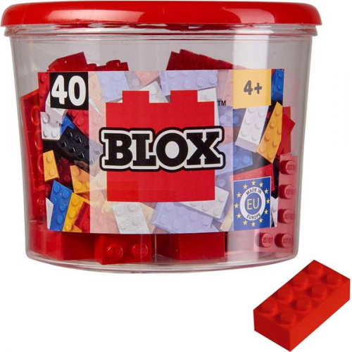 Simba 104118875 - Blox Steine in Dose, Konstruktionsspielzeug, 40, rot