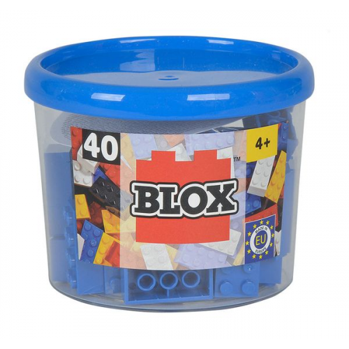 Simba 104118881 - Blox Steine in Dose, Konstruktionsspielzeug, 40, blau