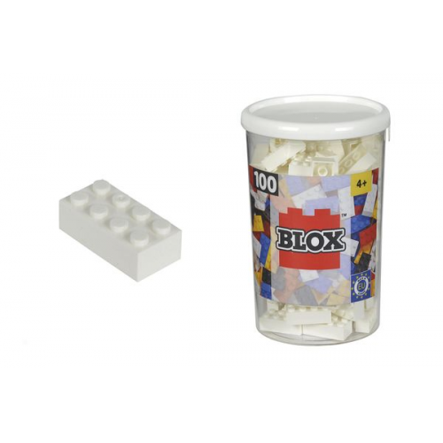 Simba 104118915 - Blox Steine in Dose, Konstruktionsspielzeug, 100, weiß