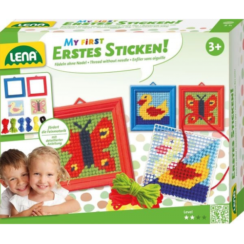 LENA® 42685 - Erstes Sticken, Tierformen, Schmetterling, Ente